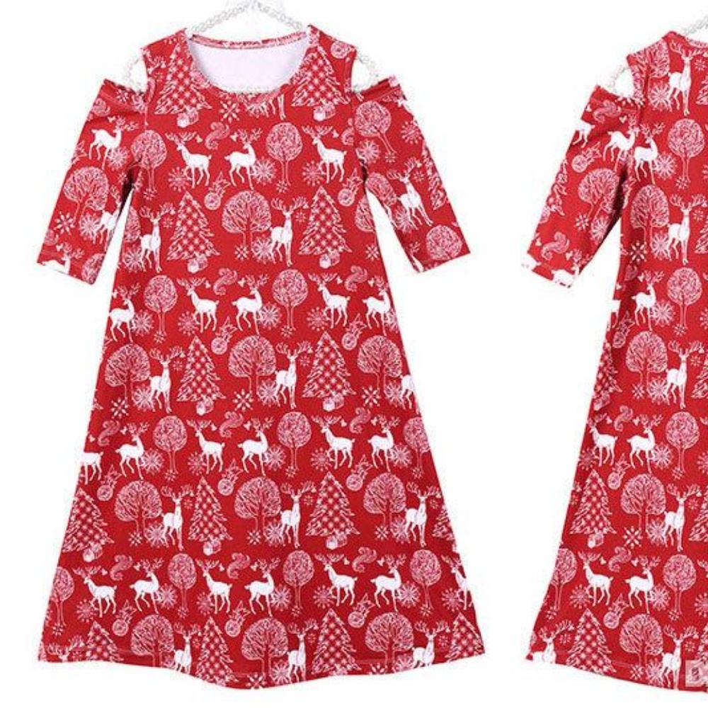 Girl's Red Christmas cold-shoulder dress Size 7-8